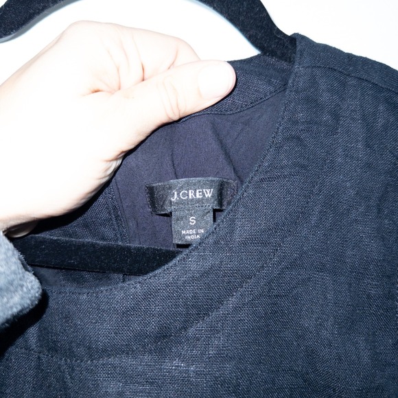 J. Crew Black Button-Back Beauchamps Linen Shift Dress Size Small - Picture 3 of 9